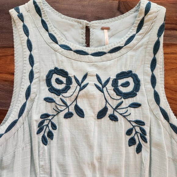 Super Pretty Embroidered Free People Dress Size 10, Birds Flowers Lined Viscose - Picture 11 of 11